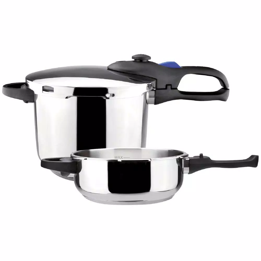Magefesa Favorit Stainless Steel Pressure Cooker Set, 6.3 Qt. and 4.2 Qt. with Multi-Lid System