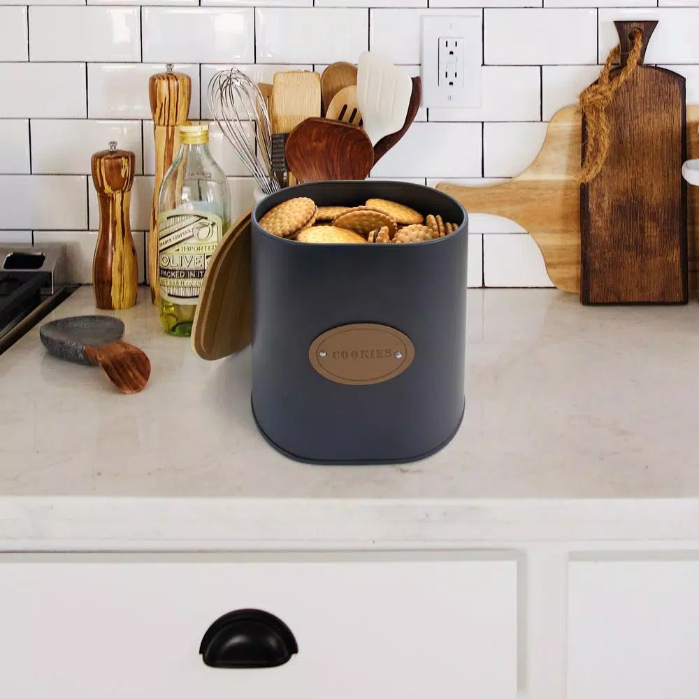 MegaChef 5-Piece Kitchen Canister Set with Bamboo Lids and Metal Construction