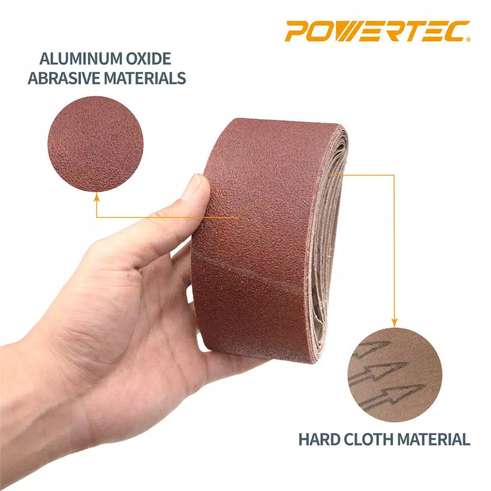 POWERTEC 60-Grit Aluminum Oxide Sanding Belts, 2-1/2 in. x 14 in. (10-Pack)