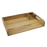 Stonebriar Collection Stonebriar Rustic Mango Wood Serving Tray with Built-in Cup Holder thumbnail 1