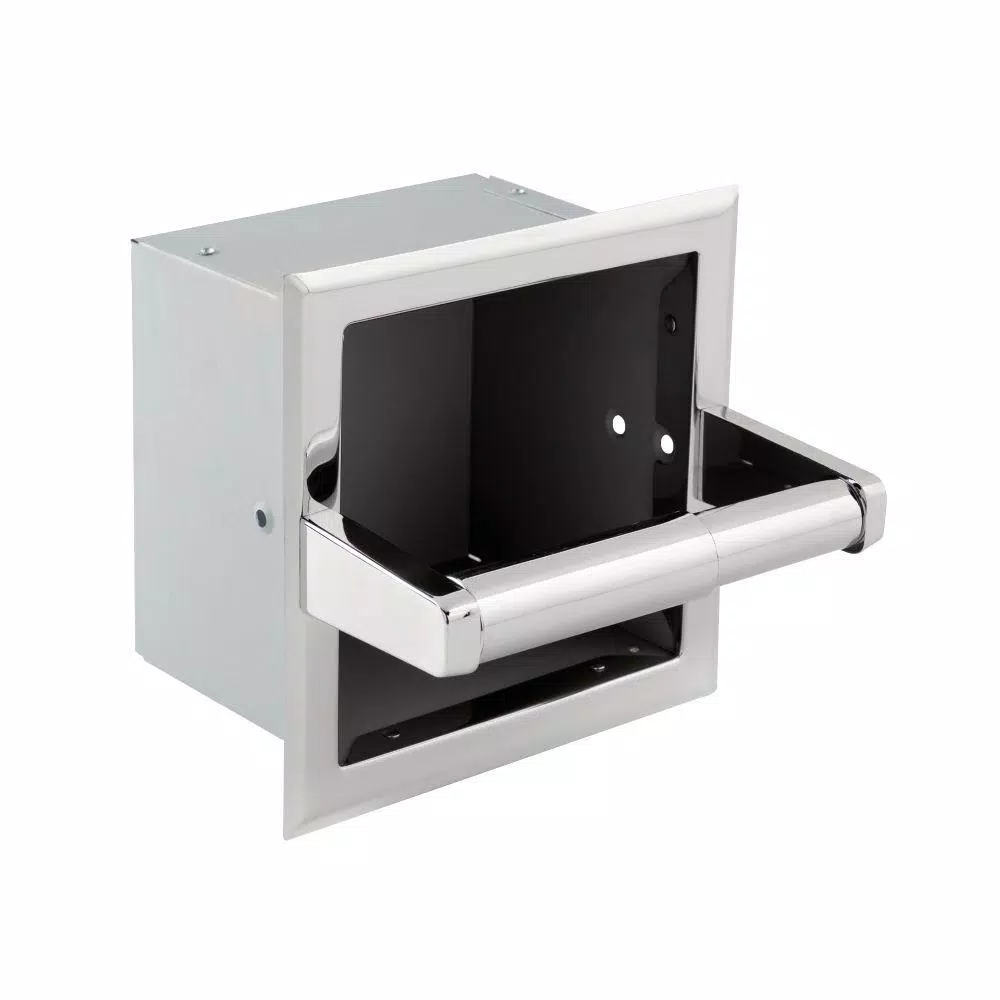 Franklin Brass Recessed Extra-Roll Toilet Paper Holder, Bright Stainless Steel
