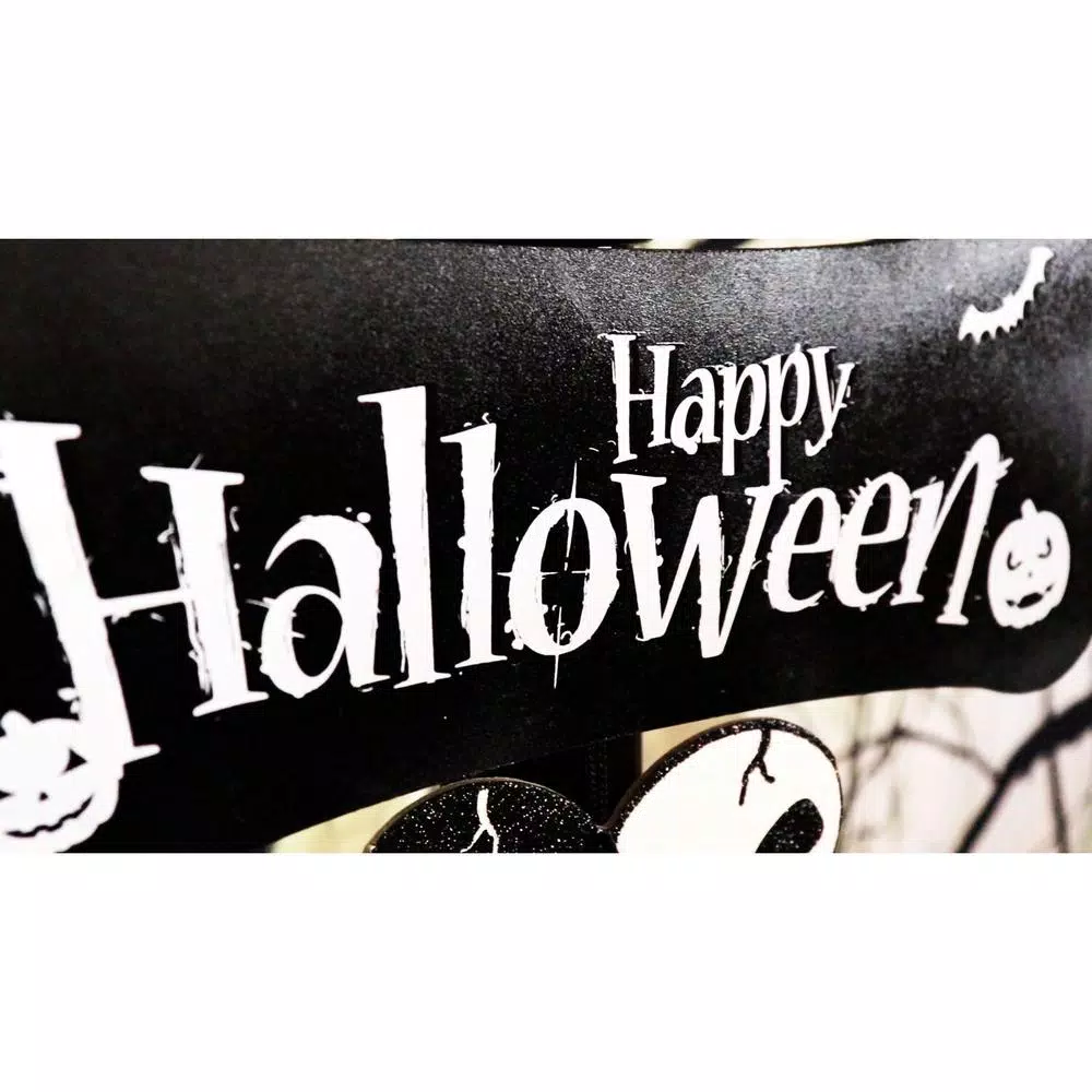 Haunted Hill Farm 71 in. Black Wicked Witch Animated Lamp Post with Spooky Music