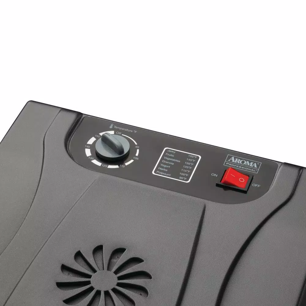 AROMA Professional 6-Tray Food Dehydrator with Adjustable Thermostat and Drip Tray, Black