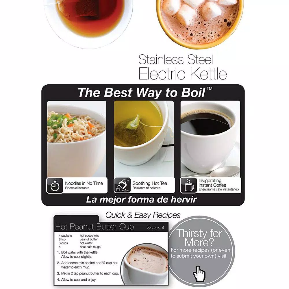 Aroma 1.7L Stainless Steel Electric Kettle, 7-Cup Capacity