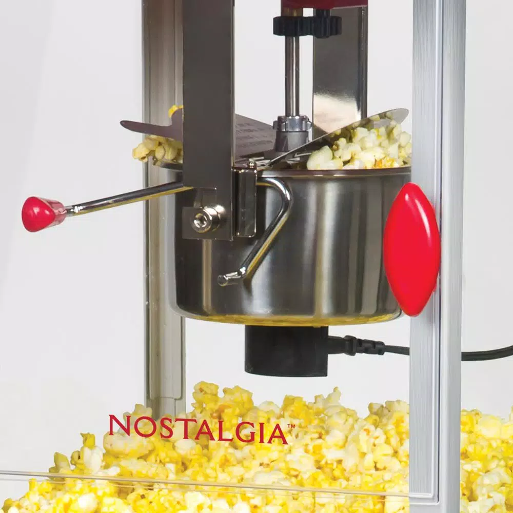 Nostalgia Red Classic Nostalgia Hot Air Popcorn Cart, 380W, 2.5 oz. Kettle with Easy Mobility