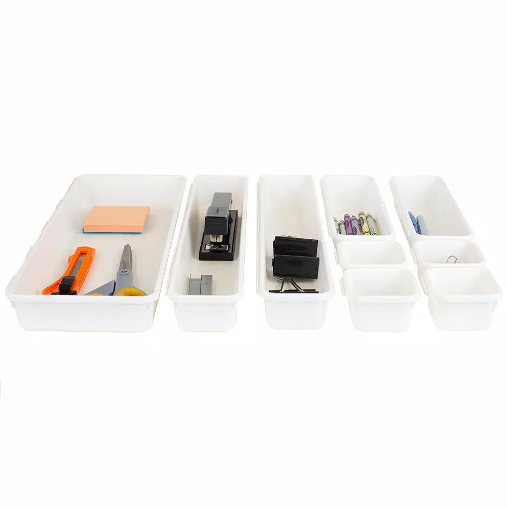Unbranded 9-Piece Interlocking Plastic Drawer Organizer Set, Customizable Modular Storage Dividers