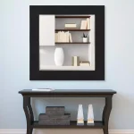 Unbranded Large 48x48 Square Black Faux Shagreen Modern Accent Mirror with Hooks thumbnail 5