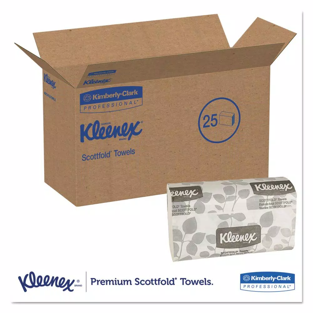Kleenex Scottfold Multifold Paper Towels, White, 3000 Sheets (25 Packs of 120)