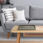 Elegant Designs Rustic Gray Wooden Decorative Serving Tray with Black Metal Handles thumbnail 1
