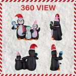 Fraser Hill Farm 10 ft. Penguin Family Christmas Inflatable with White Lights thumbnail 2