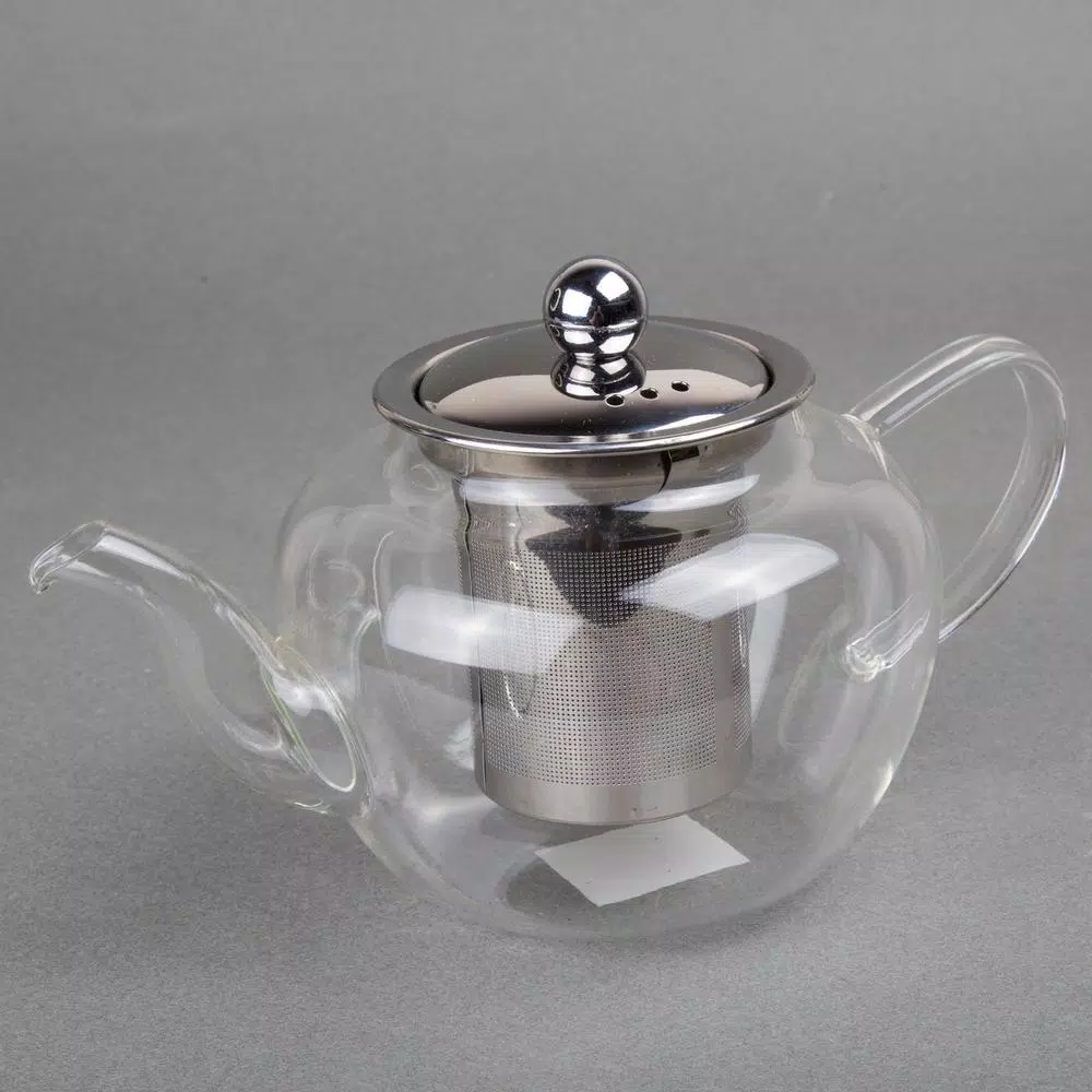 Creative Home 20 oz Borosilicate Glass Teapot with Stainless Steel Removable Lid and Infuser Basket