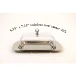 ExcelSteel Stainless Steel Butter Dish with Clear Plastic Cover and Chrome Knob thumbnail 2