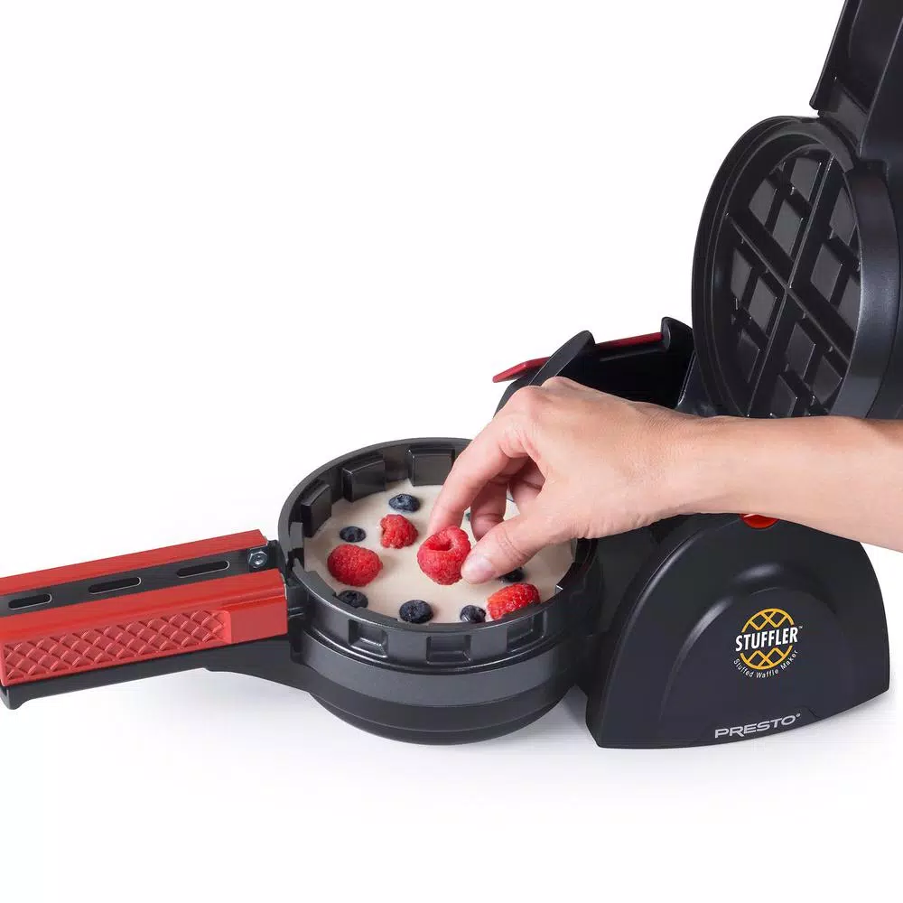 Presto Stuffler 900W Belgian Stuffed Waffle Maker, 5-inch Nonstick Black Waffle Iron