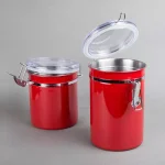 Creative Home 4-Piece Red Stainless Steel Canister Set with Airtight Locking Clamp Lids thumbnail 4