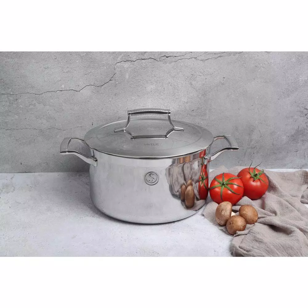 Saveur Selects Voyage 6 qt. Tri-Ply Stainless Steel Stock Pot with Lid