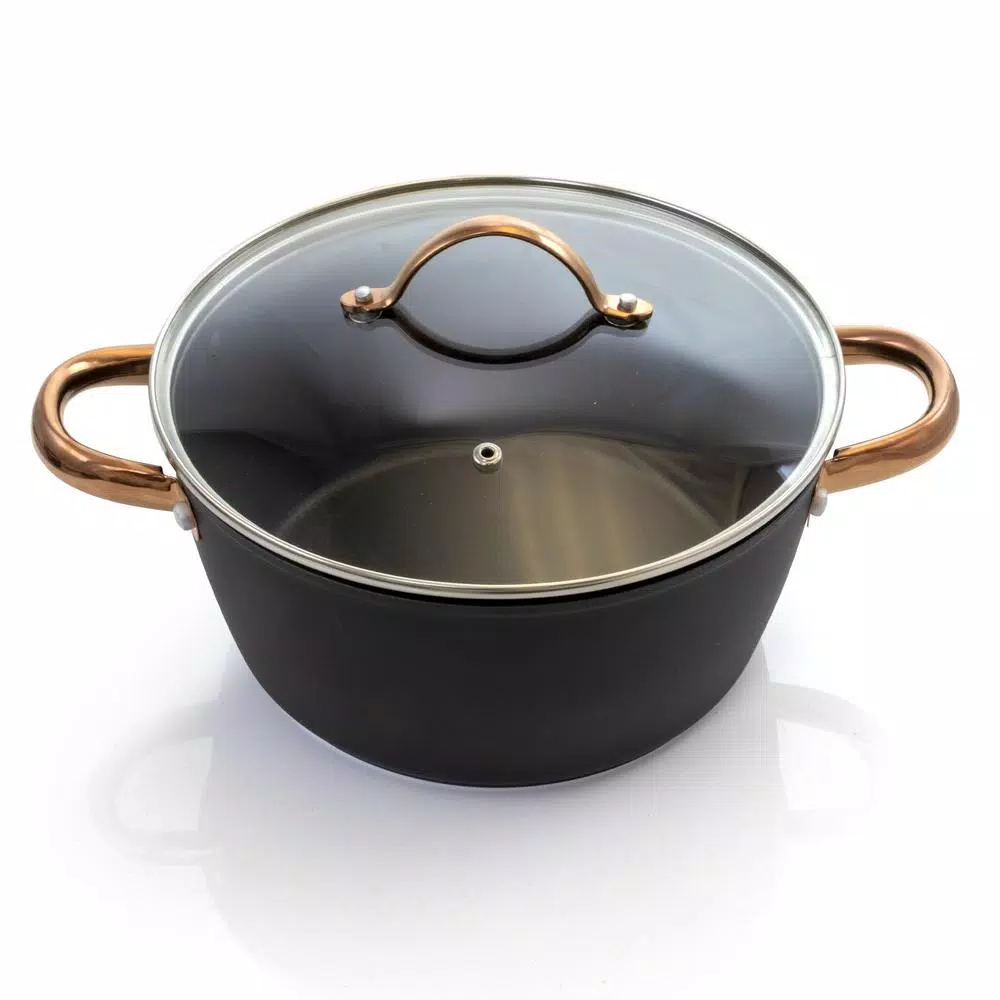 Oster Allsberg 10-Piece Aluminum Nonstick Cookware Set with Bronze Handles, Black and Bronze