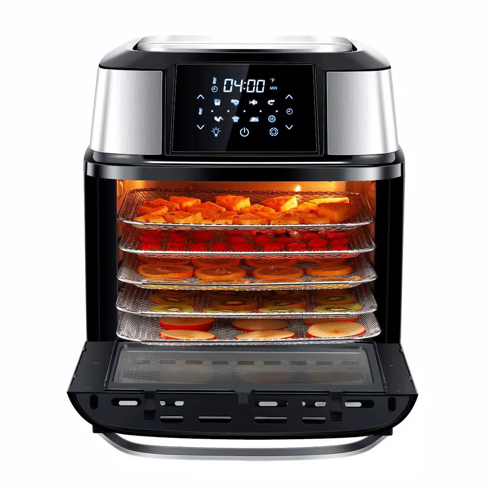 GoWISE USA Mojave 5-Tray Air Fryer Dehydrator & Rotisserie Oven, 1800W, Black/Stainless Steel
