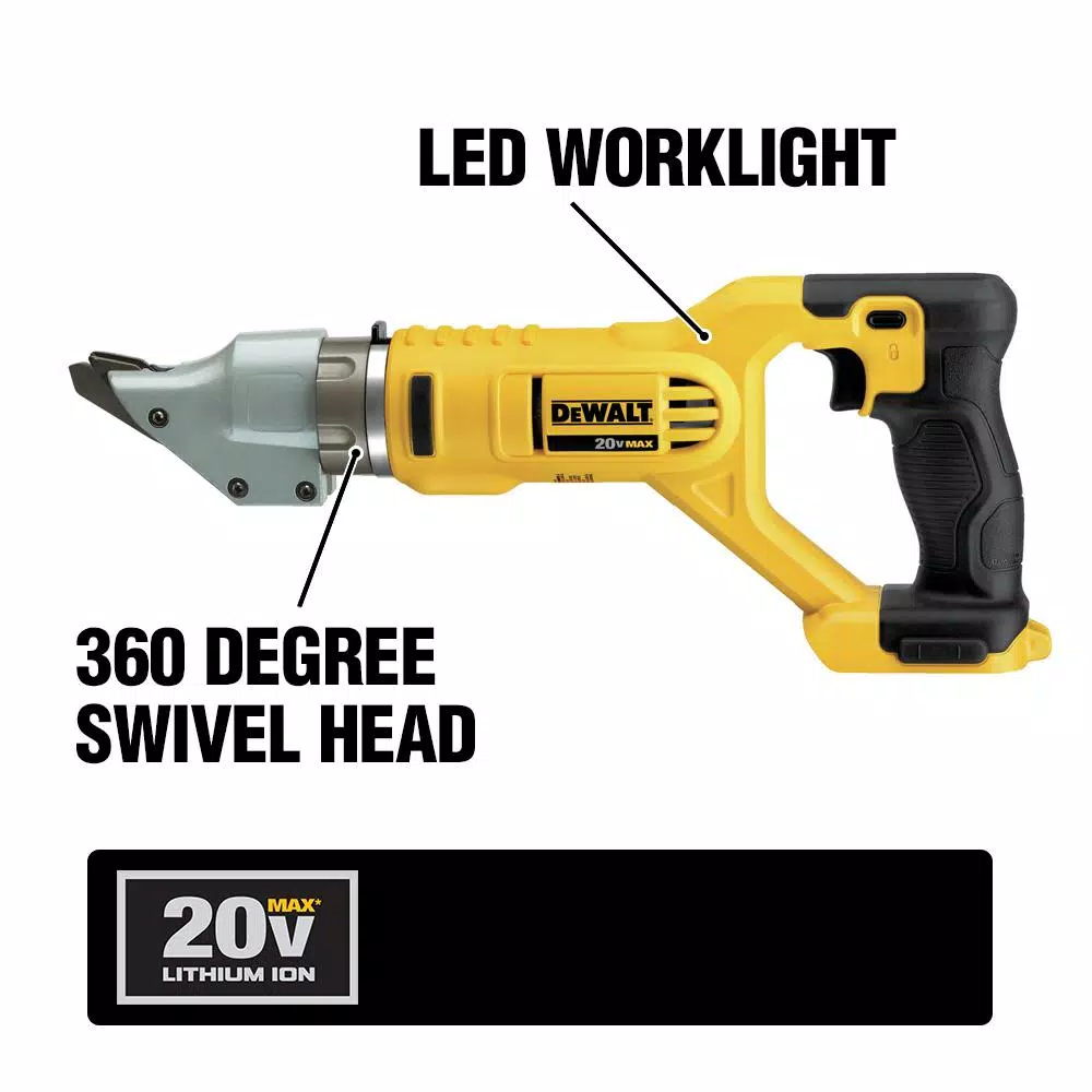 DEWALT 20V MAX Cordless 14-Gauge Swivel Head Double Cut Shears (Tool-Only)