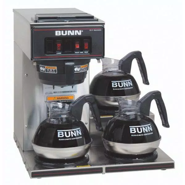 BUNN VP17-3SS3L 12-Cup Commercial Pourover Coffee Brewer with 3 Lower Warmers, Stainless Steel