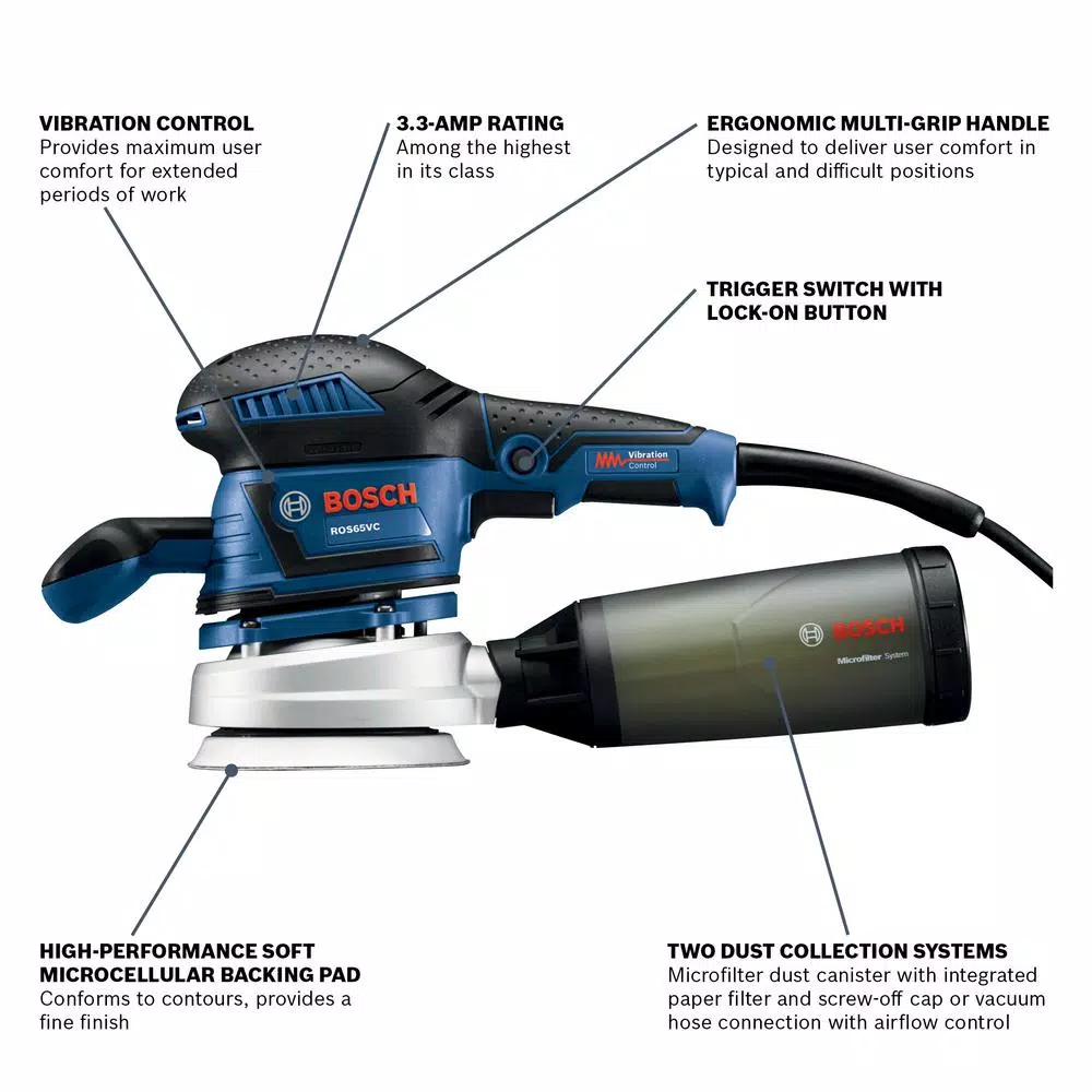Bosch 6 in. Variable Speed Corded Random Orbital Sander/Polisher with Vibration Control