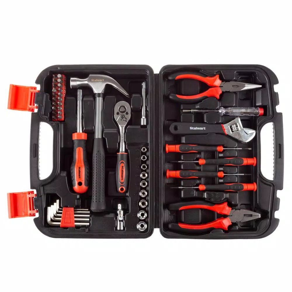 Stalwart 47-Piece Heat Treated Steel Tool Set with Hard Plastic Carrying Case