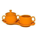 Fiesta Daffodil Butterscotch Ceramic Sugar and Creamer Tray Set, 15 fl. oz. thumbnail 1
