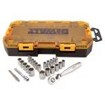 DEWALT 25-Piece 1/4 in. Drive SAE and Metric Ratchet and Socket Set thumbnail 2