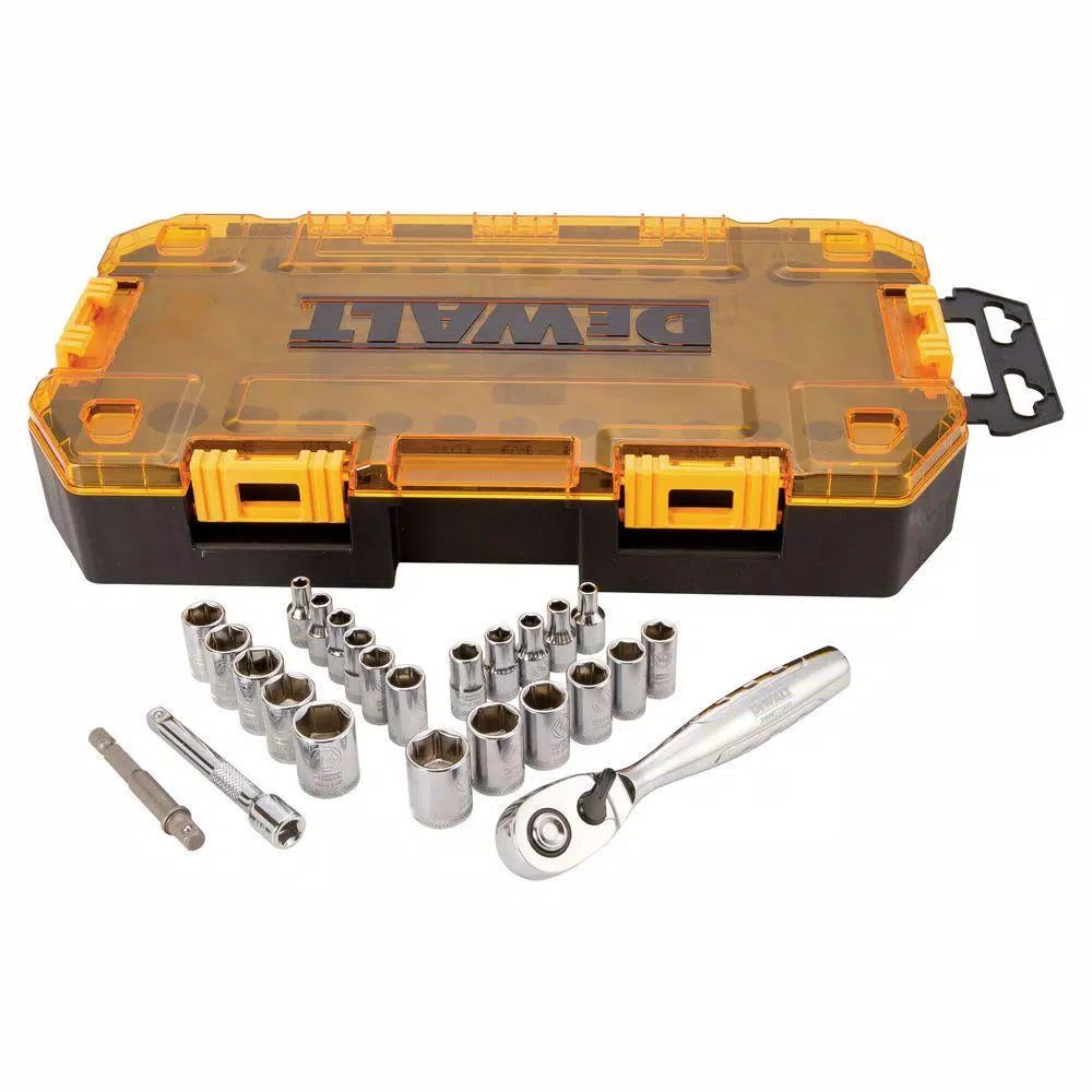 DEWALT 25-Piece 1/4 in. Drive SAE and Metric Ratchet and Socket Set