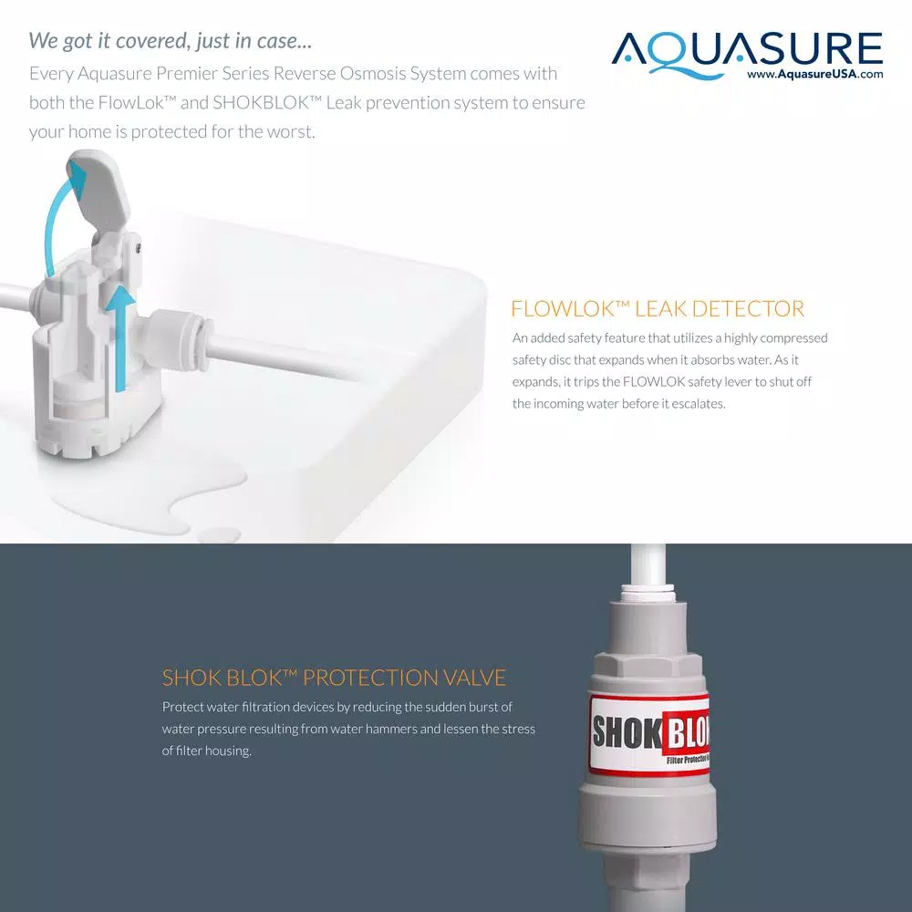 AQUASURE Premier Elite 100 GPD Reverse Osmosis Water Filtration System with Electric Booster Pump