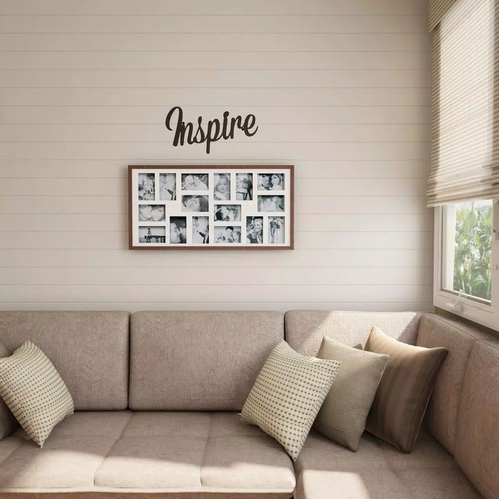 Lavish Home "Inspire" Metal Cutout Wall Sign - Distressed Dark Brown Rustic Decor