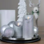 Northlight 6 in. Silver Glitter Flameless Battery Operated Christmas Decor Candle thumbnail 2