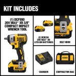 DEWALT 20V MAX XR Brushless 3/8 in. Compact Impact Wrench Kit with (2) 4.0 Ah Batteries & Socket Set thumbnail 2