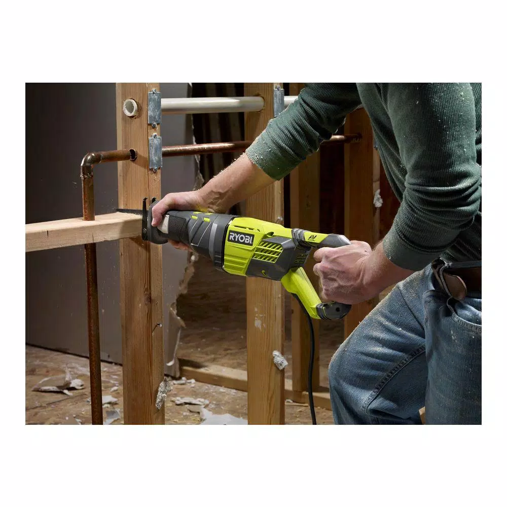 RYOBI 12 Amp Corded Reciprocating Saw with Variable Speed and Toolless Blade Change
