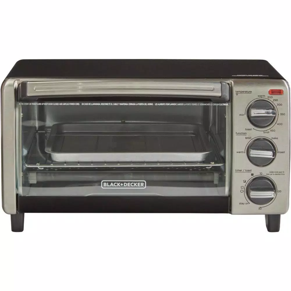 BLACK+DECKER 4-Slice Black Stainless Steel Toaster Oven with EvenToast Technology