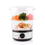 Ovente 2-Tier Electric Food Steamer, 5-Quart Capacity, 400W, Silver thumbnail 1
