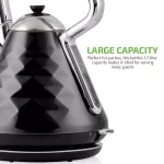 Ovente Cleo Collection 1.7L Electric Kettle, 1500W Stainless Steel Tea Kettle with Auto Shut-Off, Black thumbnail 3