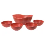 Unbranded EVO Sustainable Goods Red Wood-Plastic Composite Serving Bowl Set, 5-Piece thumbnail 1