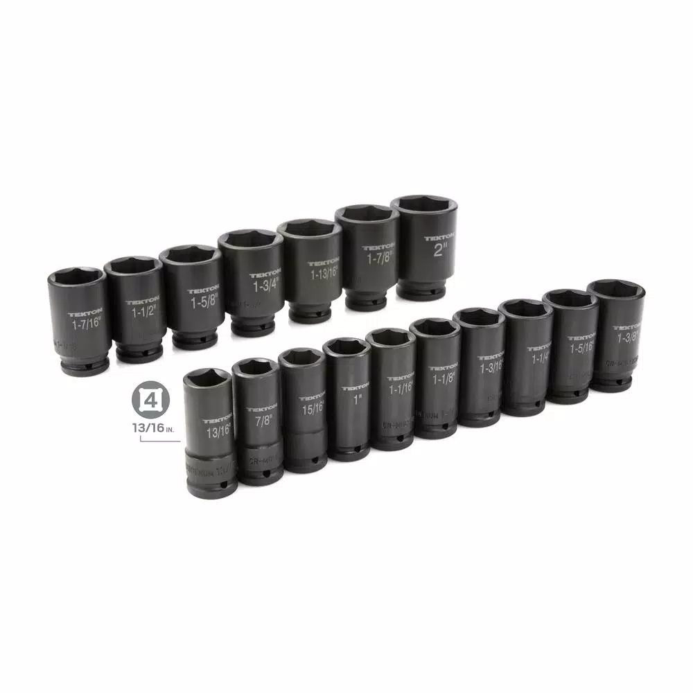 TEKTON 22-Piece 3/4 in. Drive Deep Impact Socket Set, 7/8 to 2 in.
