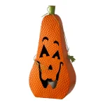 Glitzhome 23.62 in. Metal Jack-O-Lantern Halloween Decor with LED Pillar Candle thumbnail 1