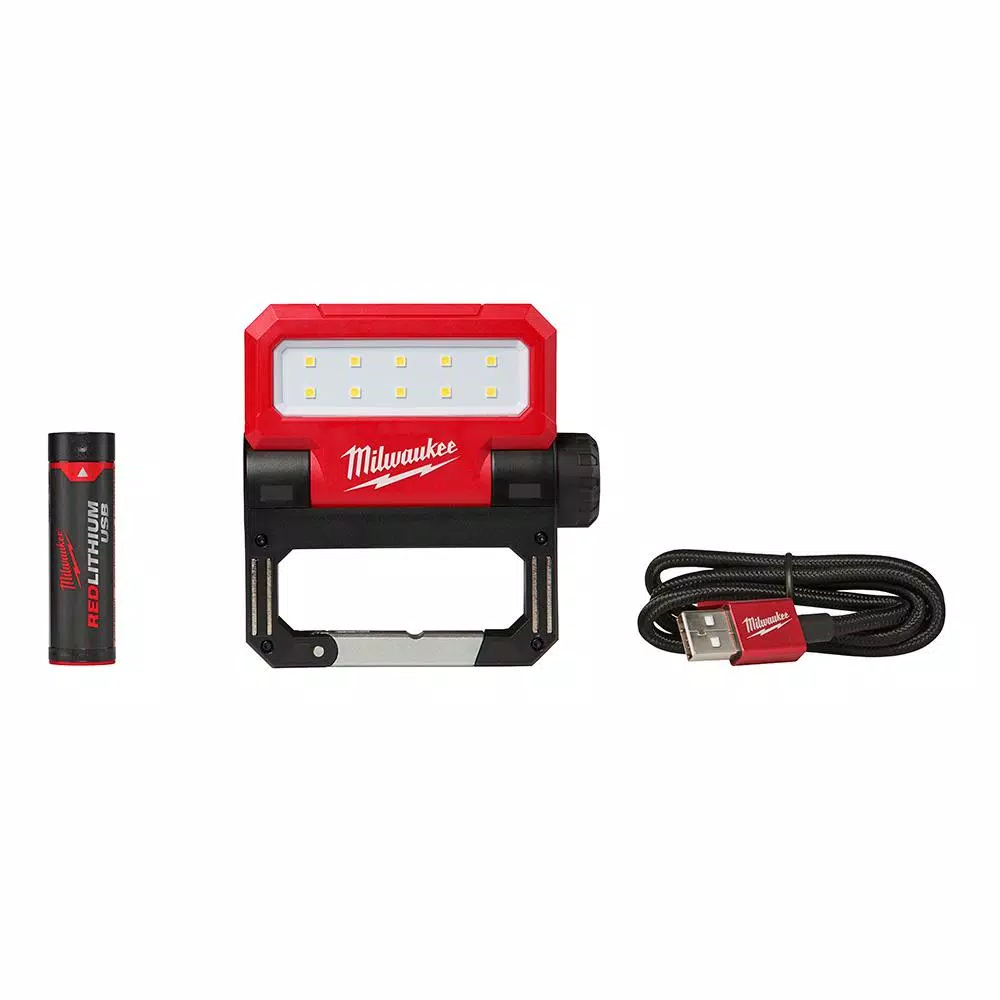 Milwaukee USB Rechargeable LED Headlamp (600 Lumens) and Pivoting Flood Light (550 Lumens) 2-Pack