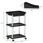 Mind Reader 3-Tier 7-Compartment Rolling Black Coffee Cart with Storage Drawer thumbnail 6