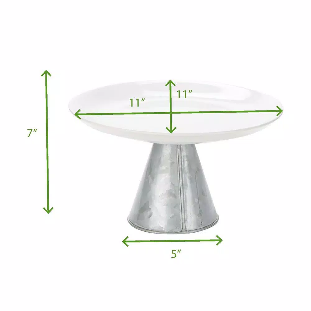Mind Reader The Mind Reader Silver Ceramic & Galvanized Iron Cake Stand, Dessert & Cupcake Display Tray