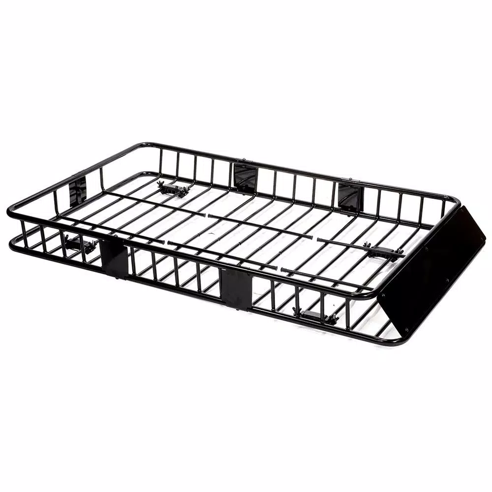 Stark Universal Roof Basket Cargo Carrier with Rack Extensions, 150 lb Capacity, Black