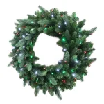 Home Accents Holiday 36 in. Artificial Royal Grand Spruce Pre-lit LED Christmas Wreath - Red, Green, and Cool White Lights thumbnail 1