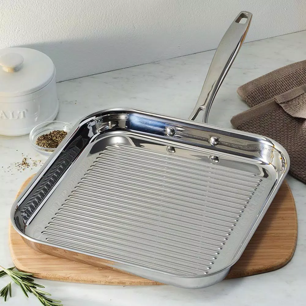 Tramontina Gourmet Tri-Ply Clad 11 in. Stainless Steel Square Grill Pan