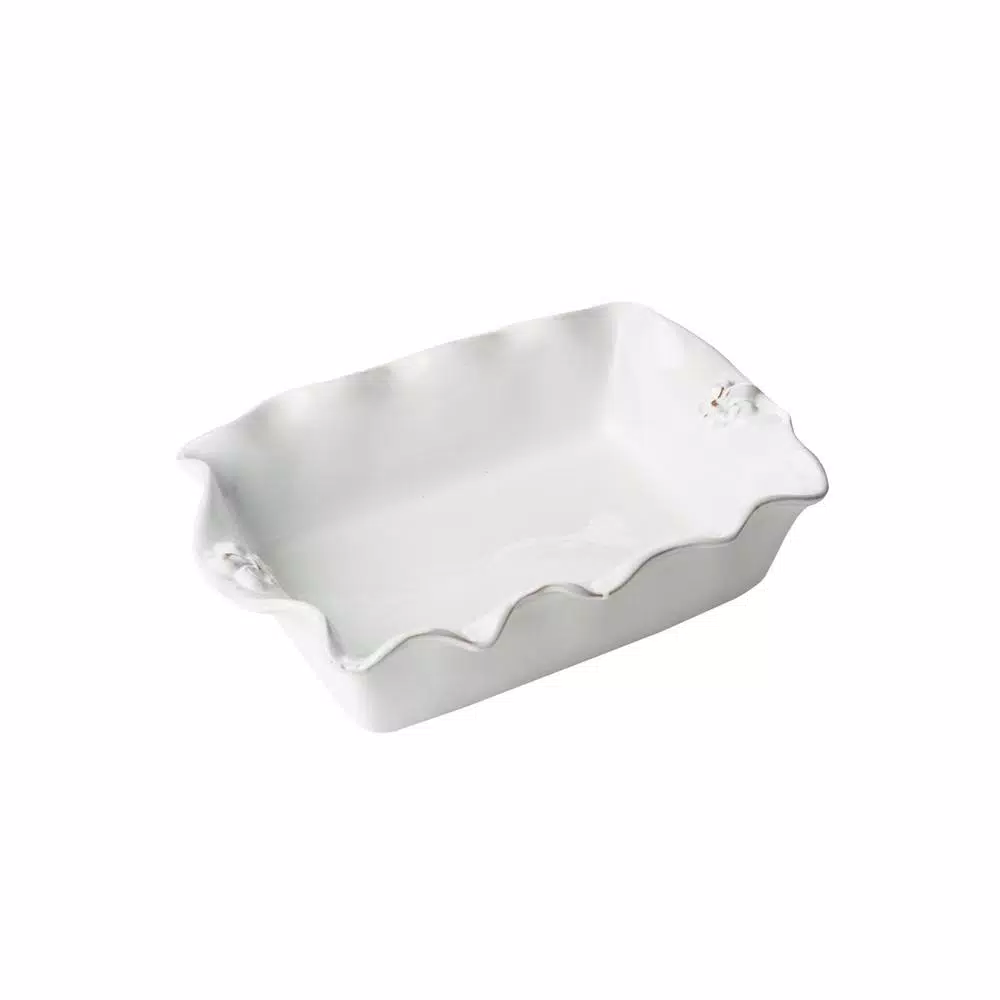 Abigails Fleur De Lis White Ceramic Casserole Dish, Made in Italy, Square