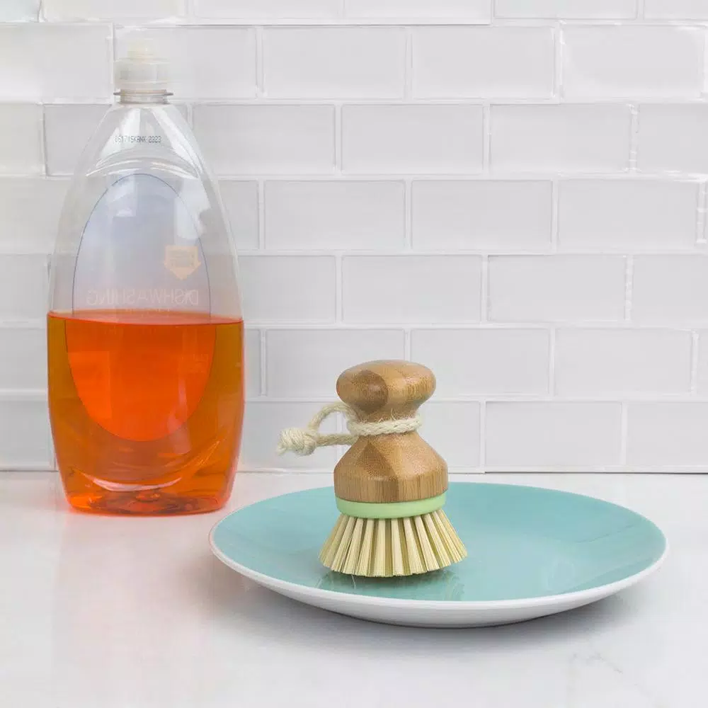 Home Basics Bliss Collection Bamboo Dishwashing Brush with Nylon Bristles