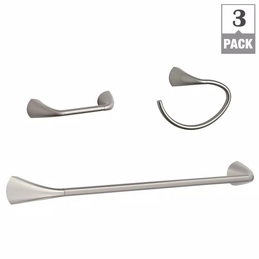 KOHLER Alteo 3-Piece Brushed Nickel Bathroom Hardware Set: Towel Bar, Towel Ring, and Toilet Paper Holder