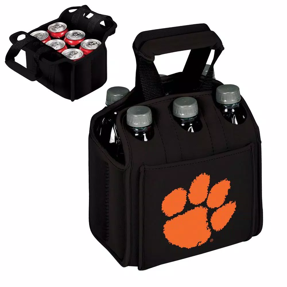 Picnic Time Clemson University Tigers 6-Bottle Insulated Neoprene Beverage Carrier, Black