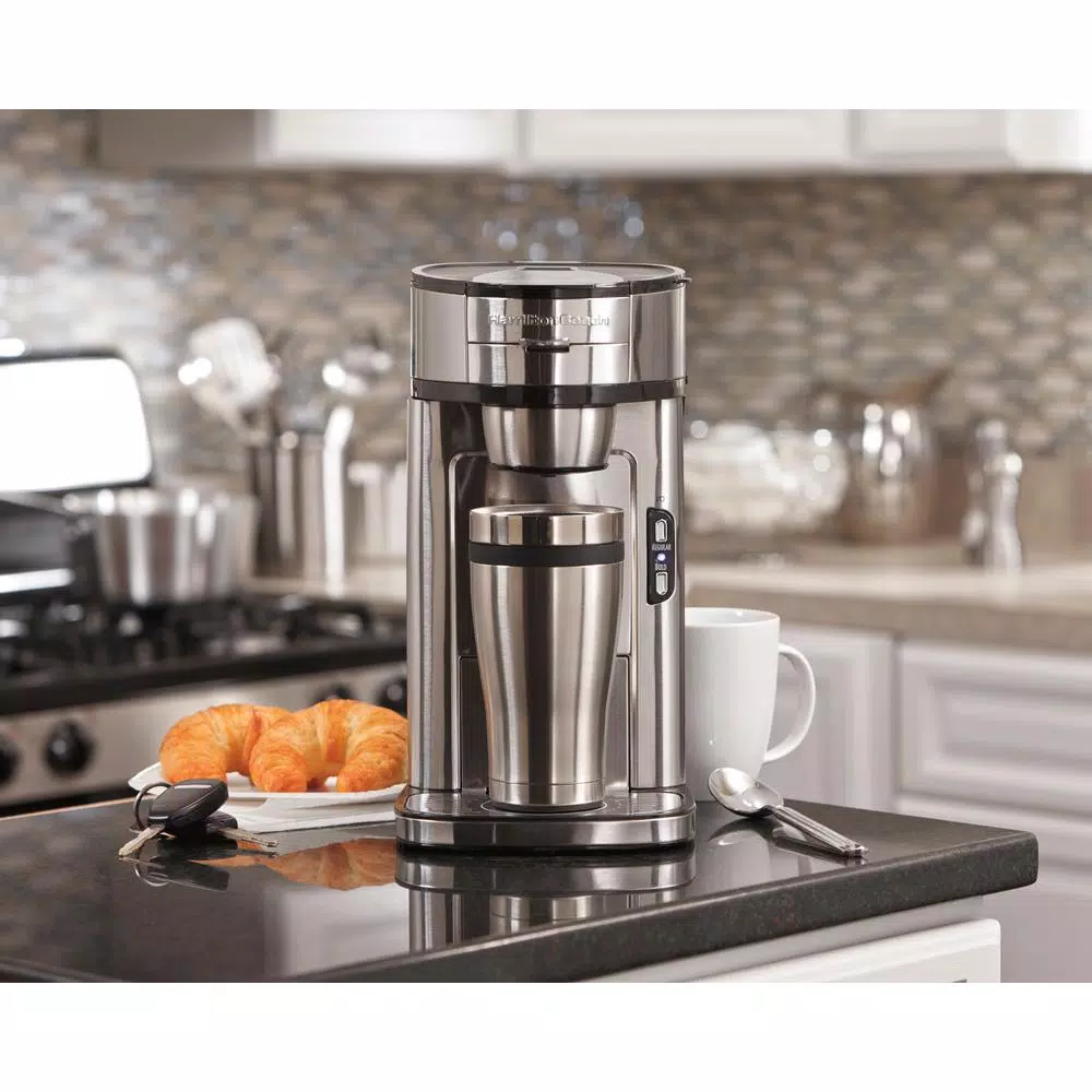 Hamilton Beach The Scoop Single-Serve Stainless Steel Coffee Maker with Built-In Mesh Filter